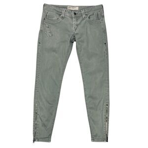Jimmy Taverniti Jeans Womens Size 26 Gray Distressed Stretchy Retro Ankle Zip